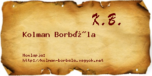 Kolman Borbála névjegykártya